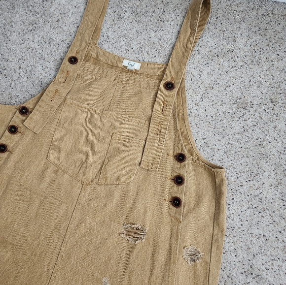 Easel Orange Distressed Women Overalls - Picture 2 of 13